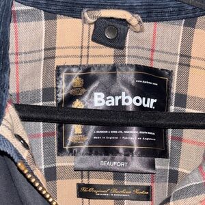 Barbour Jacket with Tan and Navy Plaid Lining